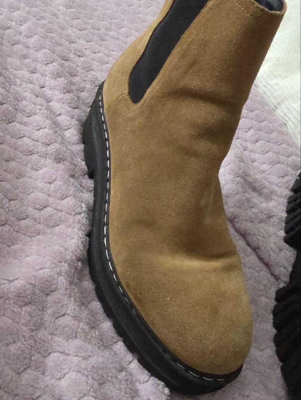 Suede Chelsea Platform Boots in Brown - Picture 11 of 15